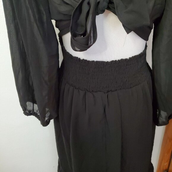 Women's Dokotoo Black Dress Lantern Sleeve Tie Backless 2X Whimsigoth Witchy - Picture 6 of 8